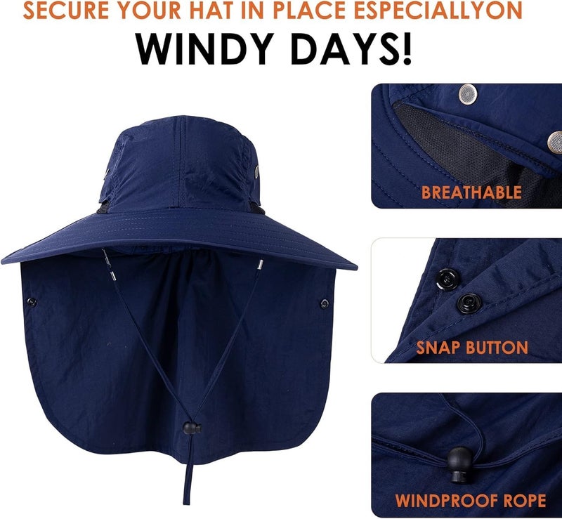 HEEHIPOO Store Mens Women Fishing Hat UPF 50+ Wide Brim Sun Hat with Face Cover & Neck Flap - Image 4